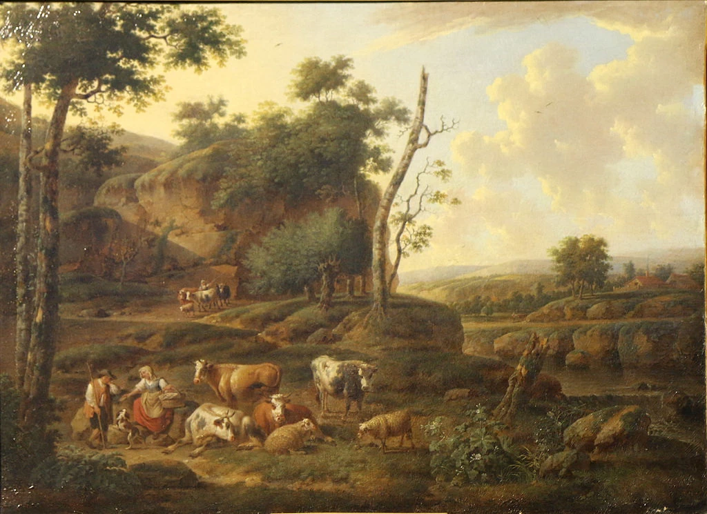 Paesaggio con mucche al pascolo